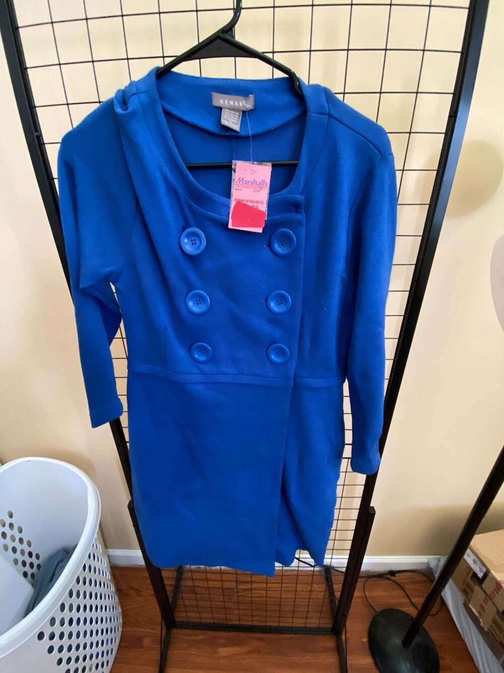 Kenar Women's Royal Blue Double-Breasted Long Sleeve Mini Dress, Size 6